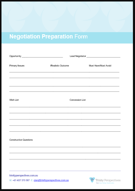 Templates & guides - Negotiation Preparation Form